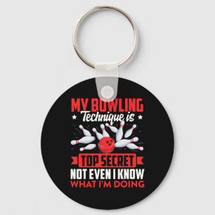 Funny Bowling Technique Ll Bowler Bowling Men Kids Key Ring