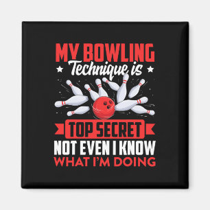 Funny Bowling Technique Ll Bowler Bowling Men Kids Magnet