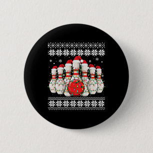 Funny Bowling Ugly Christmas Sweater Bowling Lover 6 Cm Round Badge