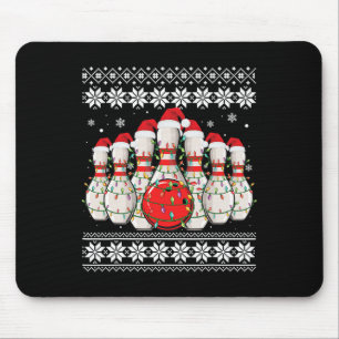 Funny Bowling Ugly Christmas Sweater Bowling Lover Mouse Pad