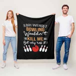Funny Bowling word art Fleece Blanket