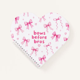 Funny Bows Before Bros Cute Coquette Pink Ribbon Notebook