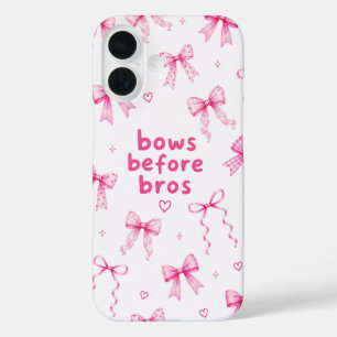 Funny Bows Before Bros Cute Pink Ribbon Gift  iPhone 16 Case