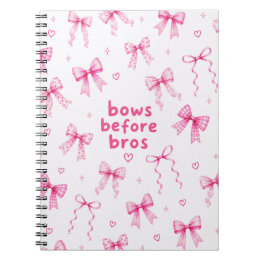 Funny Bows Before Bros Pink Ribbon Coquette Gift Notebook