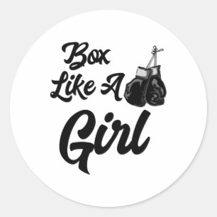 Funny Box Like A Girl T Shirt T Shirt Boxing Glove Classic Round Sticker