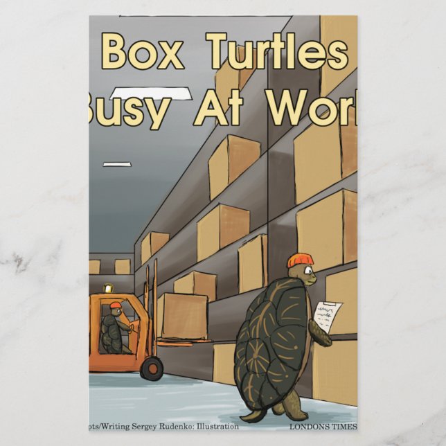 Funny Box Turtles At Work Stationery (Front)