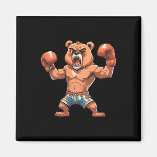 Funny Boxer Bear Boxing Player Tournament Gift Men Magnet