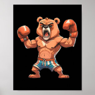 Funny Boxer Bear Boxing Player Tournament Gift Men Poster
