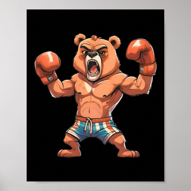 Funny Boxer Bear Boxing Player Tournament Gift Men Poster (Front)
