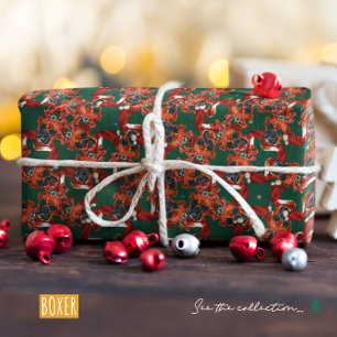 Funny Boxer Breed Christmas Pattern Wrapping Paper