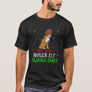 Funny Boxer Christmas Dog Hat Elf Gift For Dog Dad T-Shirt