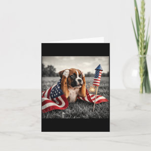 Funny Boxer Dog Aamerican Usa Flag 250 Years 4th Card