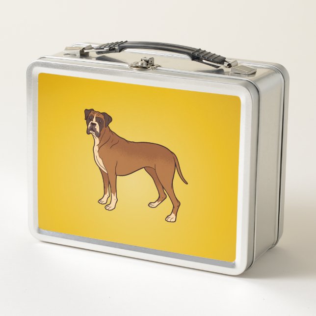 Funny Boxer Dog Breed Design Metal Lunch Box (Front)