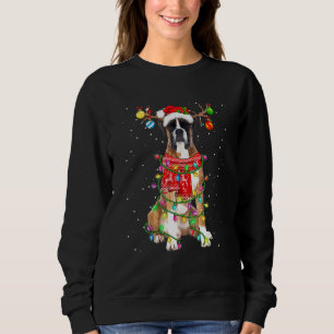 Funny Boxer Dog Christmas Lights Antlers Xmas Paja Sweatshirt