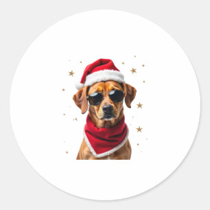 Funny Boxer Dog Christmas Lights Xmas Outfit Pajam Classic Round Sticker