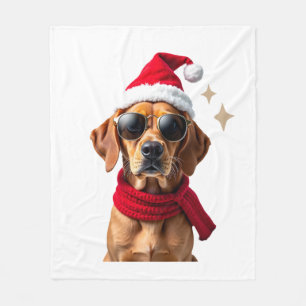 Funny Boxer Dog Christmas Lights Xmas Outfit Pajam Fleece Blanket