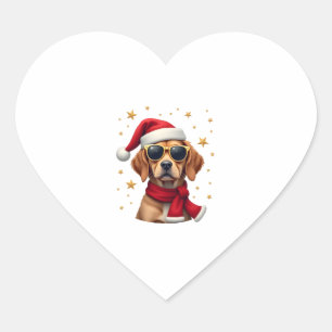 Funny Boxer Dog Christmas Lights Xmas Outfit Pajam Heart Sticker