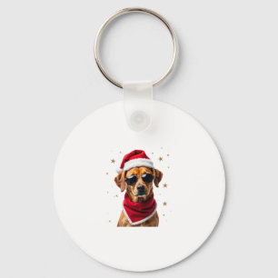 Funny Boxer Dog Christmas Lights Xmas Outfit Pajam Key Ring