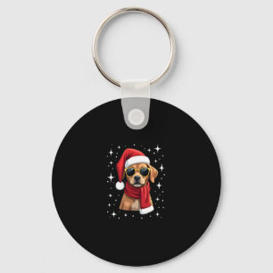 Funny Boxer Dog Christmas Lights Xmas Outfit Pajam Key Ring