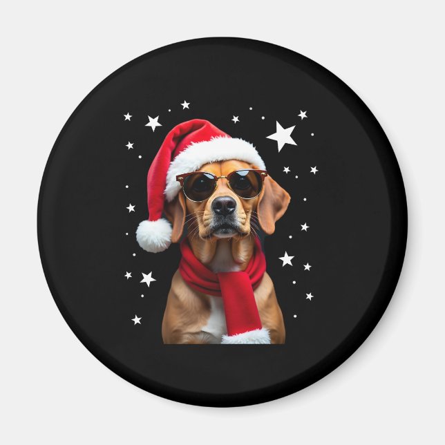 Funny Boxer Dog Christmas Lights Xmas Outfit Pajam Magnet (Front)