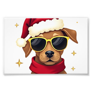 Funny Boxer Dog Christmas Lights Xmas Outfit Pajam Photo Print