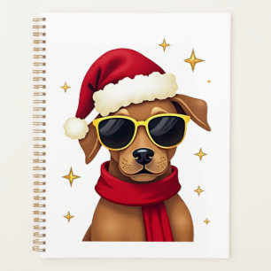 Funny Boxer Dog Christmas Lights Xmas Outfit Pajam Planner