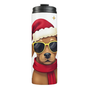Funny Boxer Dog Christmas Lights Xmas Outfit Pajam Thermal Tumbler