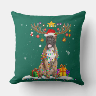 Funny Boxer Dog Christmas Tee Reindeer Christmas Cushion