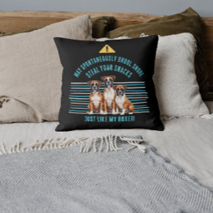 Funny Boxer Dog Drool Warning Cushion