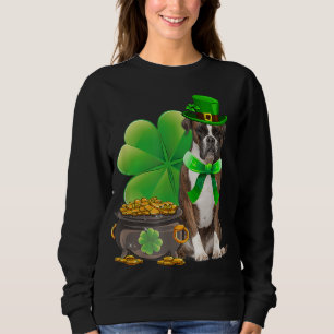 Funny Boxer Dog Shamrock Irish Saint St Patrick Da Sweatshirt