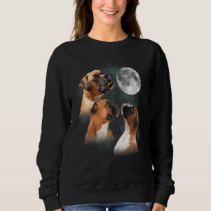 Funny Boxer Dog Three Boxer At Moon Boxer Sweatshirt