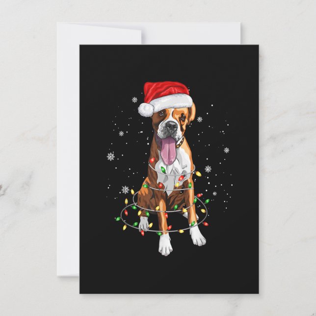Funny Boxer Dog Tree Christmas Lights Xmas Pajama  Invitation (Front)