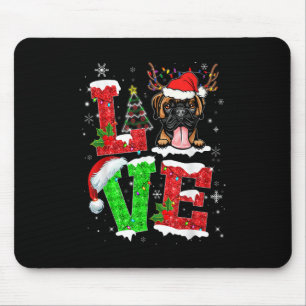 Funny Boxer Dog Tree Christmas Lights Xmas Pajama Mouse Pad
