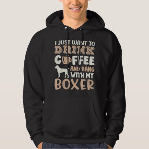 Funny Boxer Drink Coffee Hand With Dog Mum Gift Hoodie