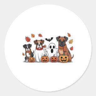 Funny Boxer Ghost Fall Autumn Leaves Thanksgiving Classic Round Sticker