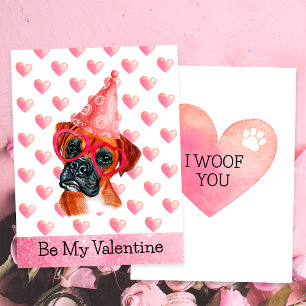 Funny Boxer I Woof You Dog Valentine's Day Holiday Card