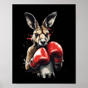 Funny Boxer Kangaroo With Boxing Gloves Fighting K Poster