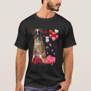 Funny Boxer Rose Heart Happy Valentine Day Dog Mum T-Shirt
