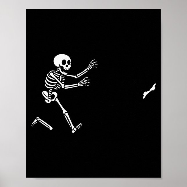 Funny Boxer Running Skeleton Halloween  Poster (Front)