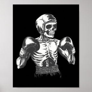 Funny Boxer Skeleton With Boxing Gloves Fighting K Poster