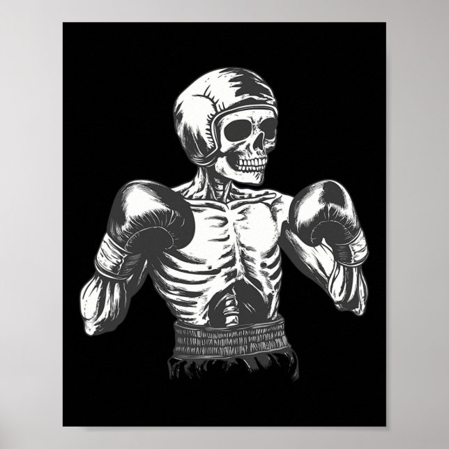 Funny Boxer Skeleton With Boxing Gloves Fighting K Poster (Front)