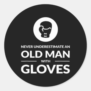Funny Boxing Boxer Old Man T Shirt Gift Classic Round Sticker