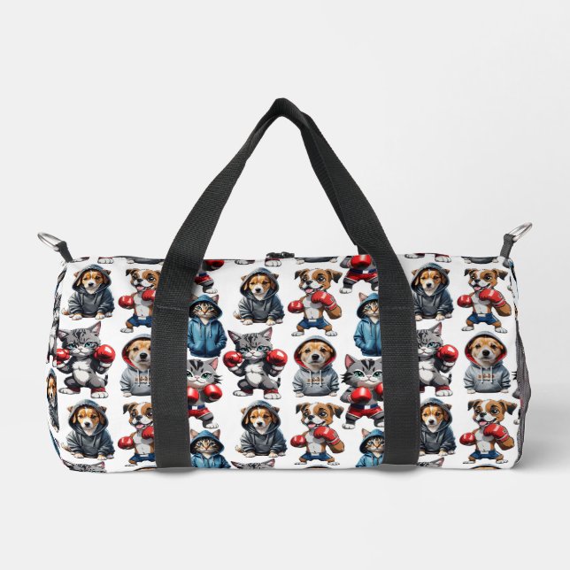Funny Boxing Cat Dog Pattern Design  Duffle Bag (Front)