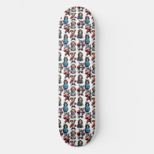Funny Boxing Cat Dog Pattern Design  Skateboard