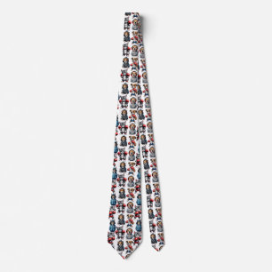Funny Boxing Cat Dog Pattern Design Tie