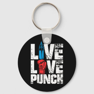 Funny Boxing Glove Tee Live Love Punch Key Ring