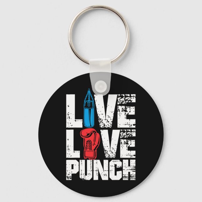 Funny Boxing Glove Tee Live Love Punch  Key Ring (Front)