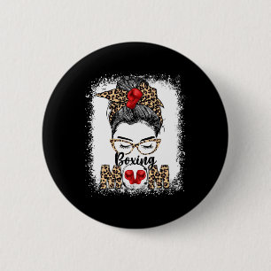 Funny Boxing Gloves Messy Bun Boxing Mum  6 Cm Round Badge