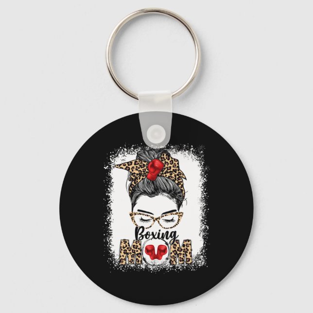 Funny Boxing Gloves Messy Bun Boxing Mum  Key Ring (Front)