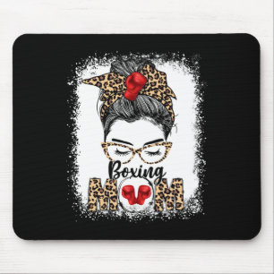 Funny Boxing Gloves Messy Bun Boxing Mum  Mouse Pad
